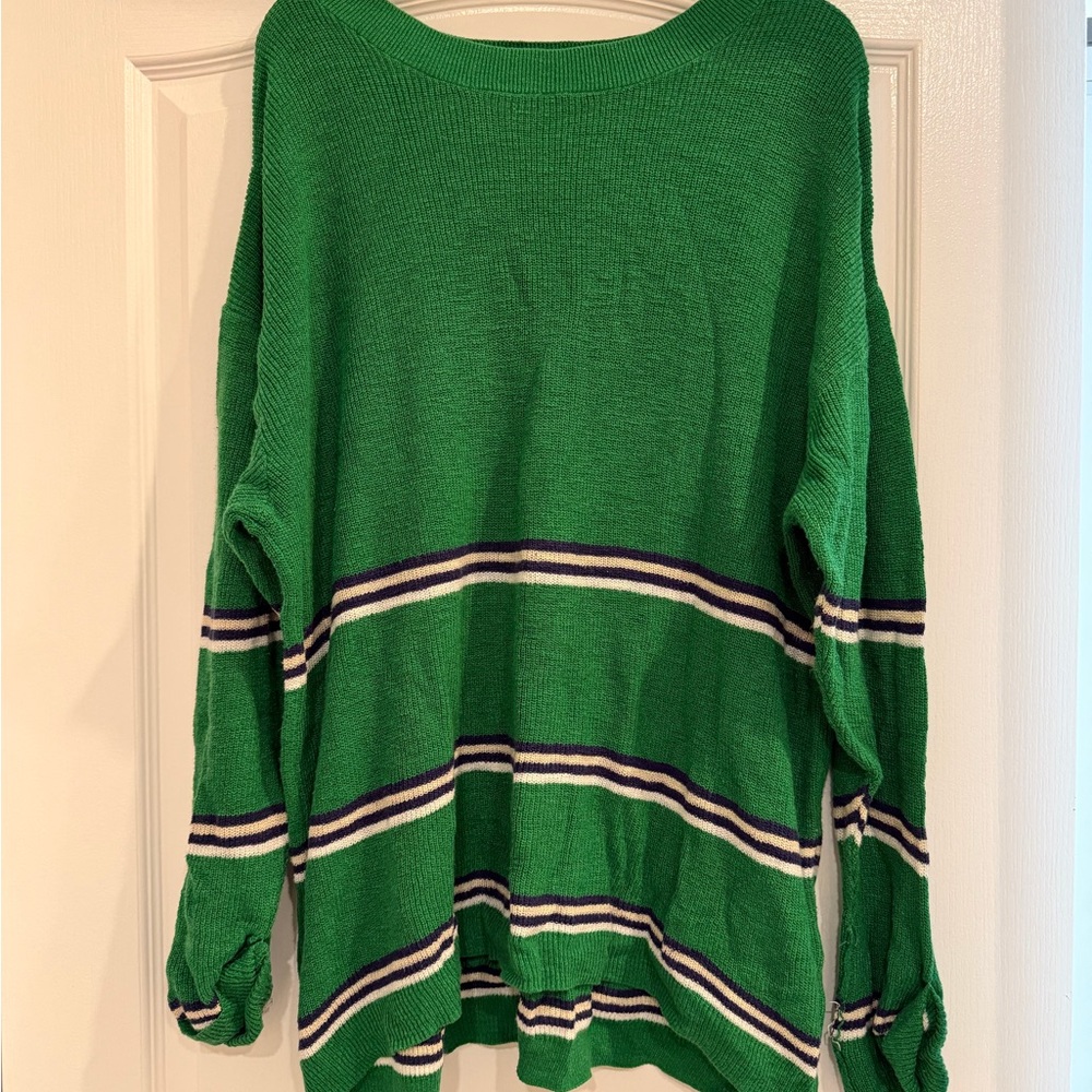 Free People Green beach mariner Striped Crew Neck and Pants lounge set